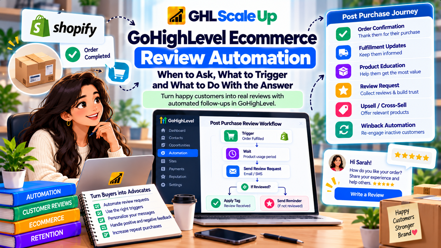 GoHighLevel Ecommerce Review Automation: Three review routes and the readiness decision flow