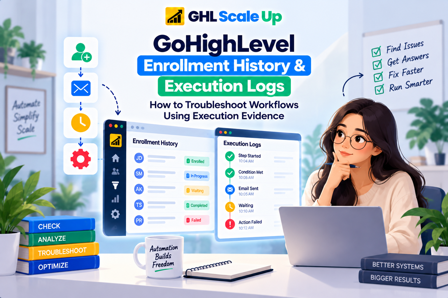 GoHighLevel Enrollment History and Execution Logs: Diagnostic flow from enrollment confirmation to execution evidence