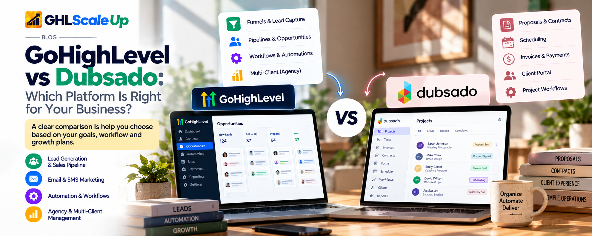 GoHighLevel vs Dubsado: Platform architecture, overlap, pricing, and fit comparison