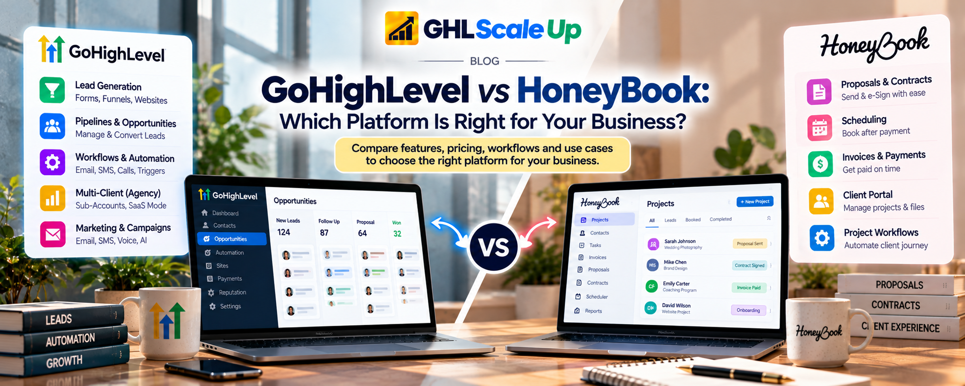 HoneyBook vs GoHighLevel: Platform architecture, 12-dimension comparison, and fit by business type